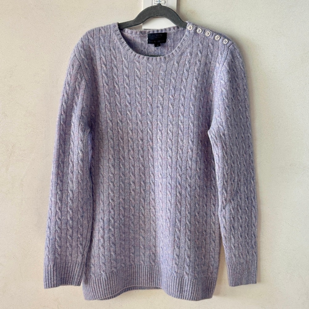 J Crew Collection Womens Italian Cashmere Cable Knit Sweater S Lavender Luxury